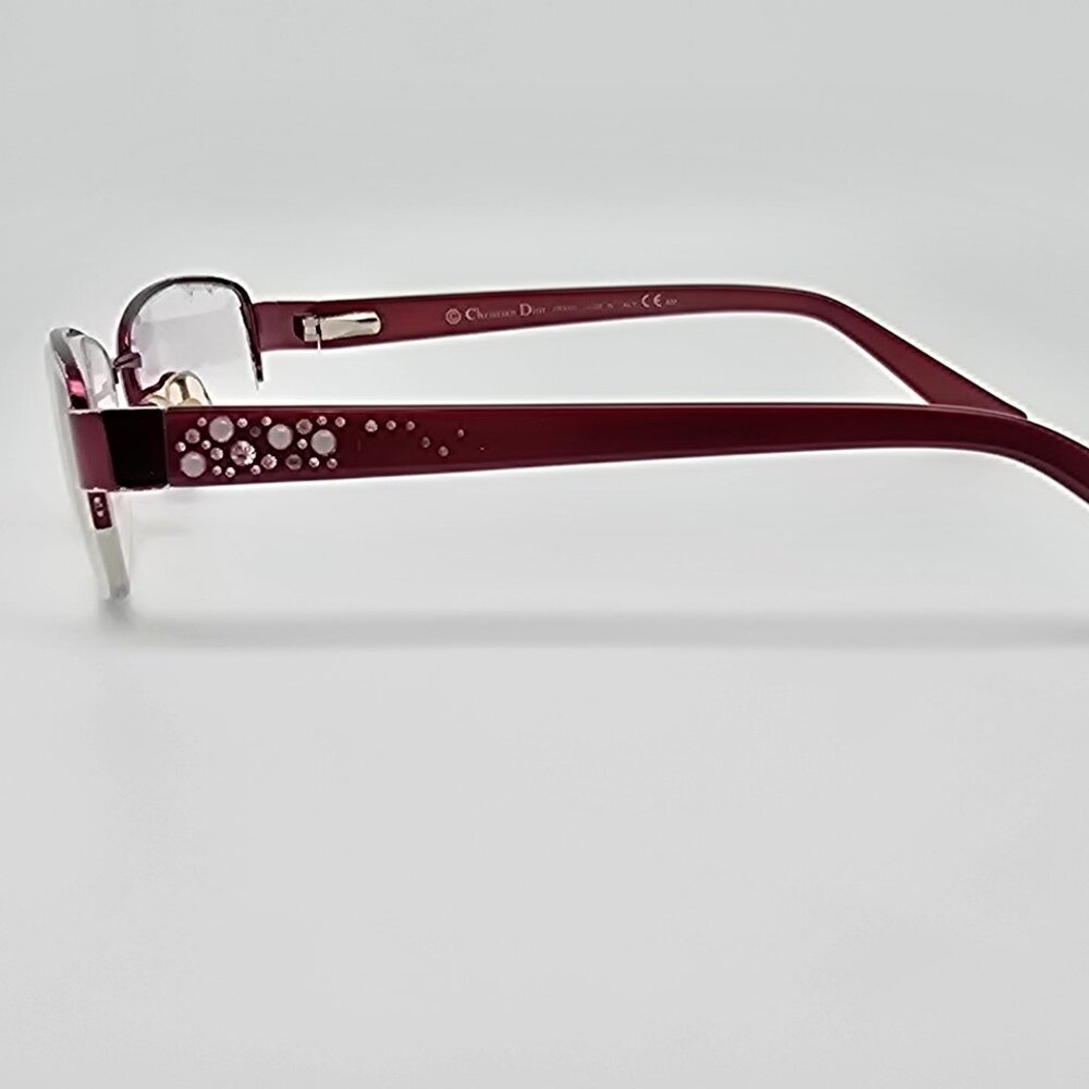 Christian Dior CD7746J C5 Red Rhinestone Semi Rimless Eyeglasses Frame w/ Case - Picture 4 of 16